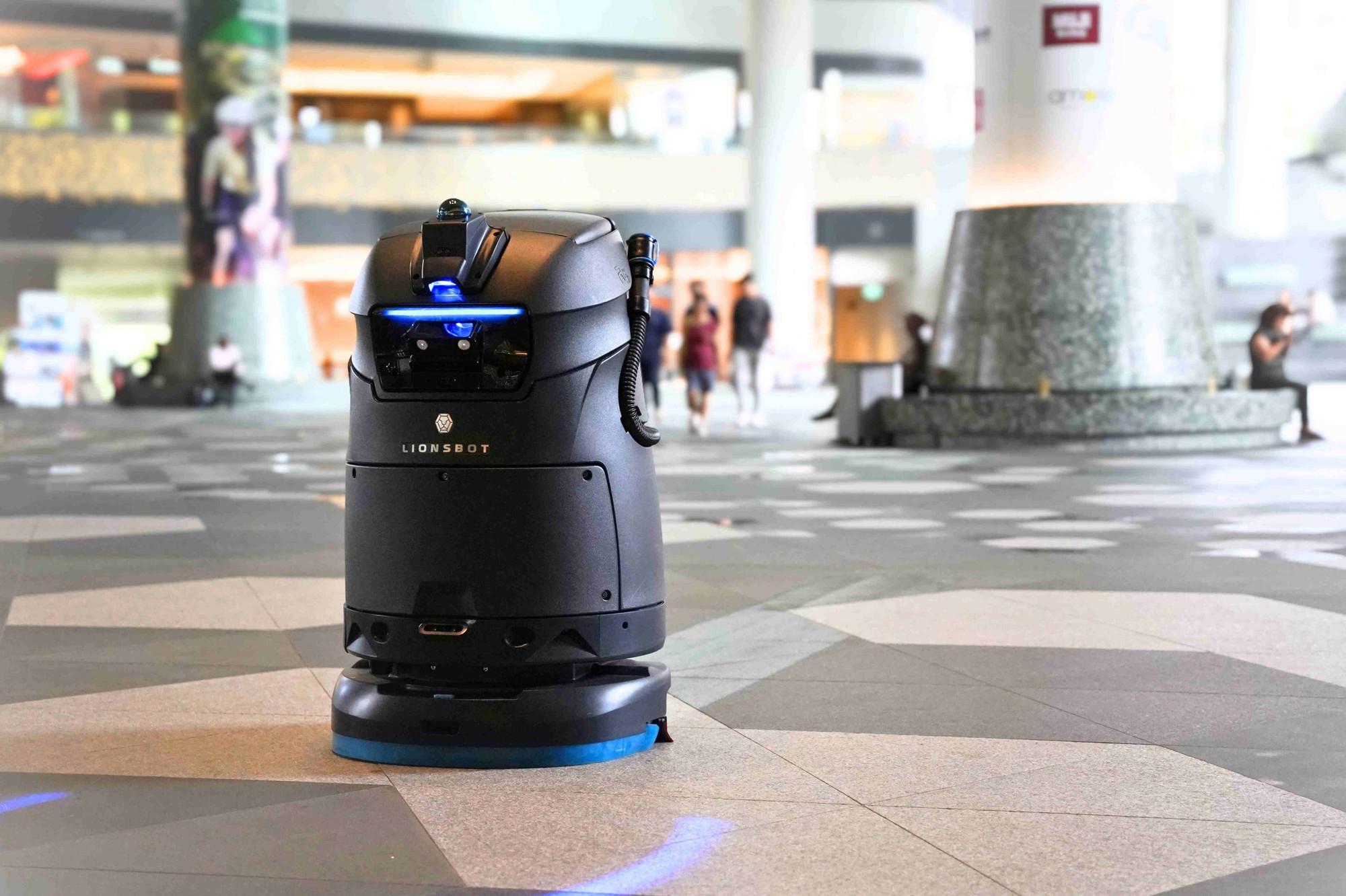 LionsBot commercial cleaning robot in an Indian airports facility