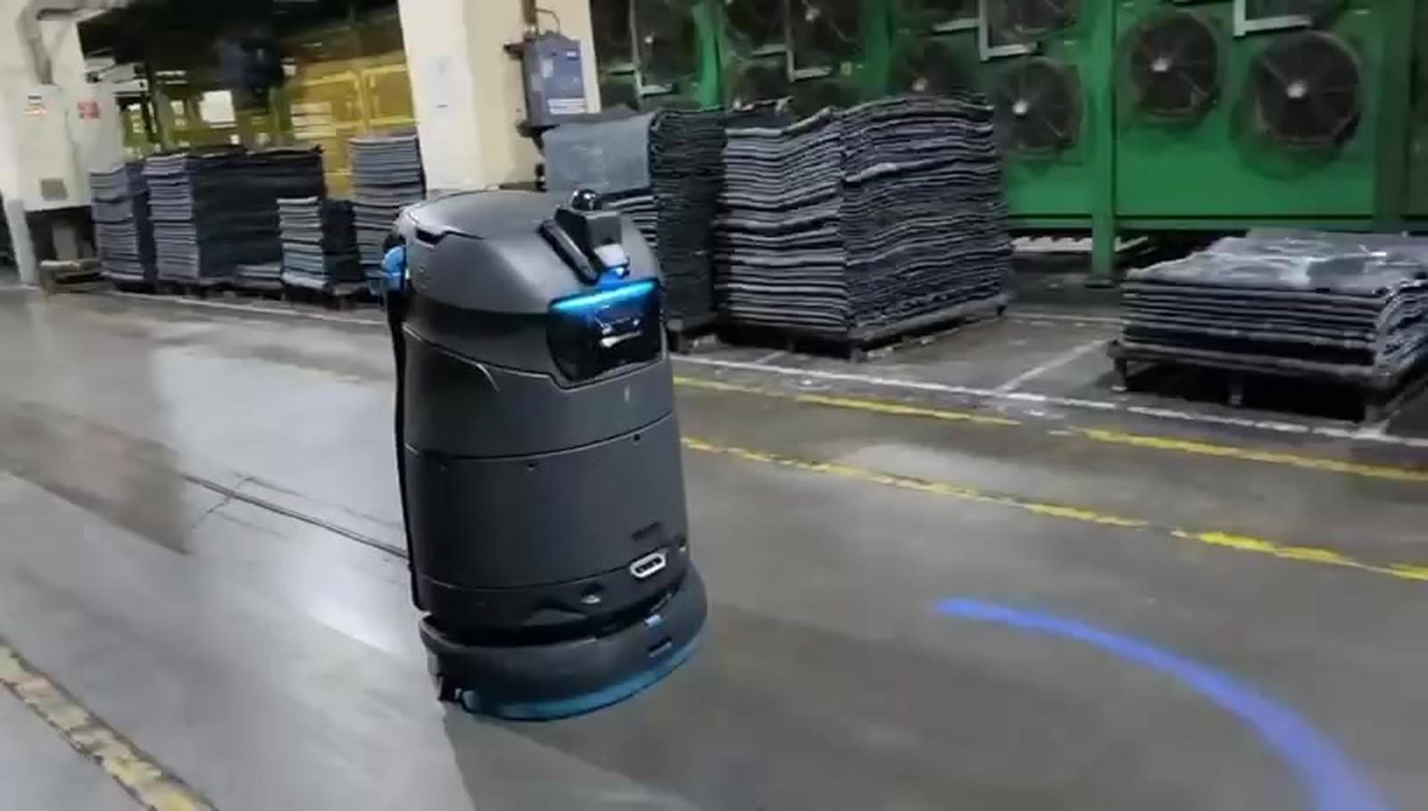 LionsBot commercial cleaning robot in an Indian manufacturing facility